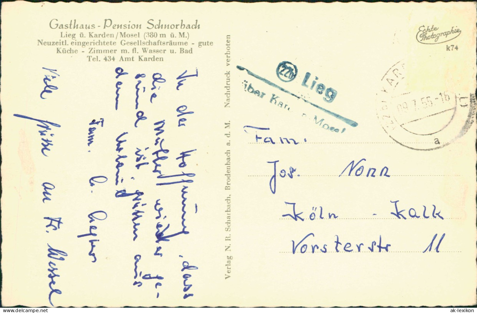 Lieg Mosel Gasthaus-Pension Schnorbach, Schwimmbad  Karden  (Mehrbild-AK) 1955 - Sonstige & Ohne Zuordnung