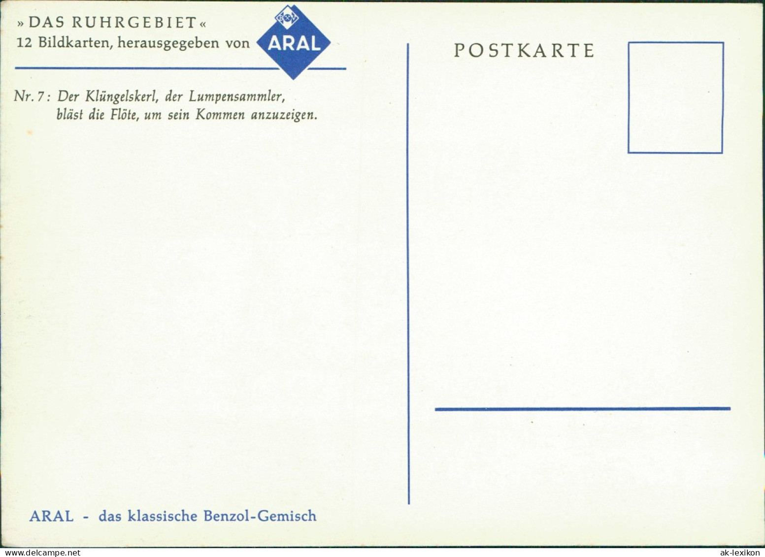 Ruhrgebiet ARAL Werbekarte Künstlerkarte Klüngelskerl, D Lumpensammler 1960 - Other & Unclassified