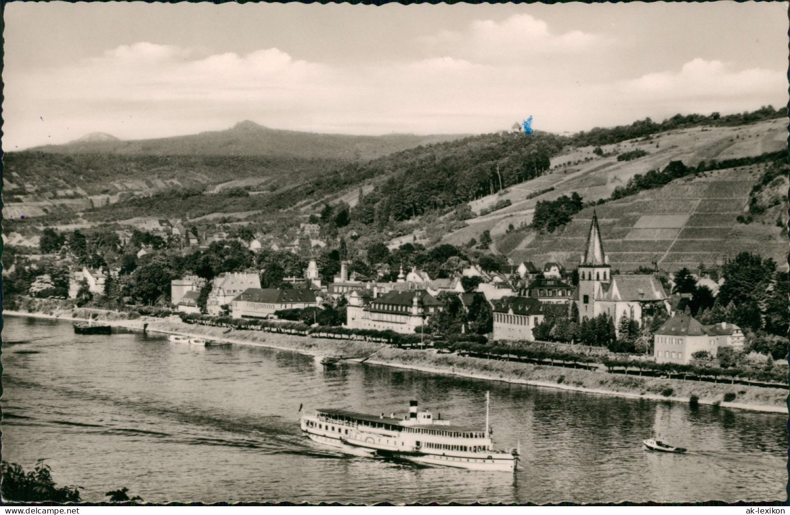 Unkel Panorama-Ansicht Rhein Schiff Dampfer Passiert Den Ort 1960 - Altri & Non Classificati