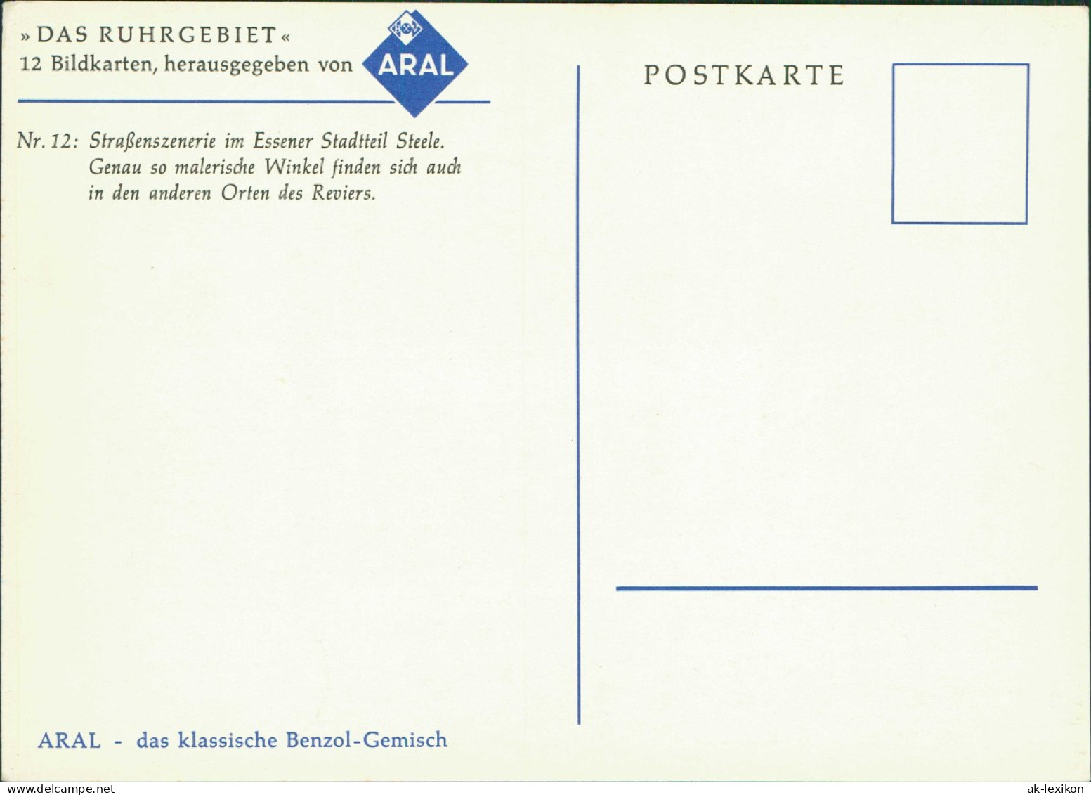 Steele-Essen (Ruhr) Straßenszenerie ARAL Werbekarte Künstlerkarte 1960 - Essen