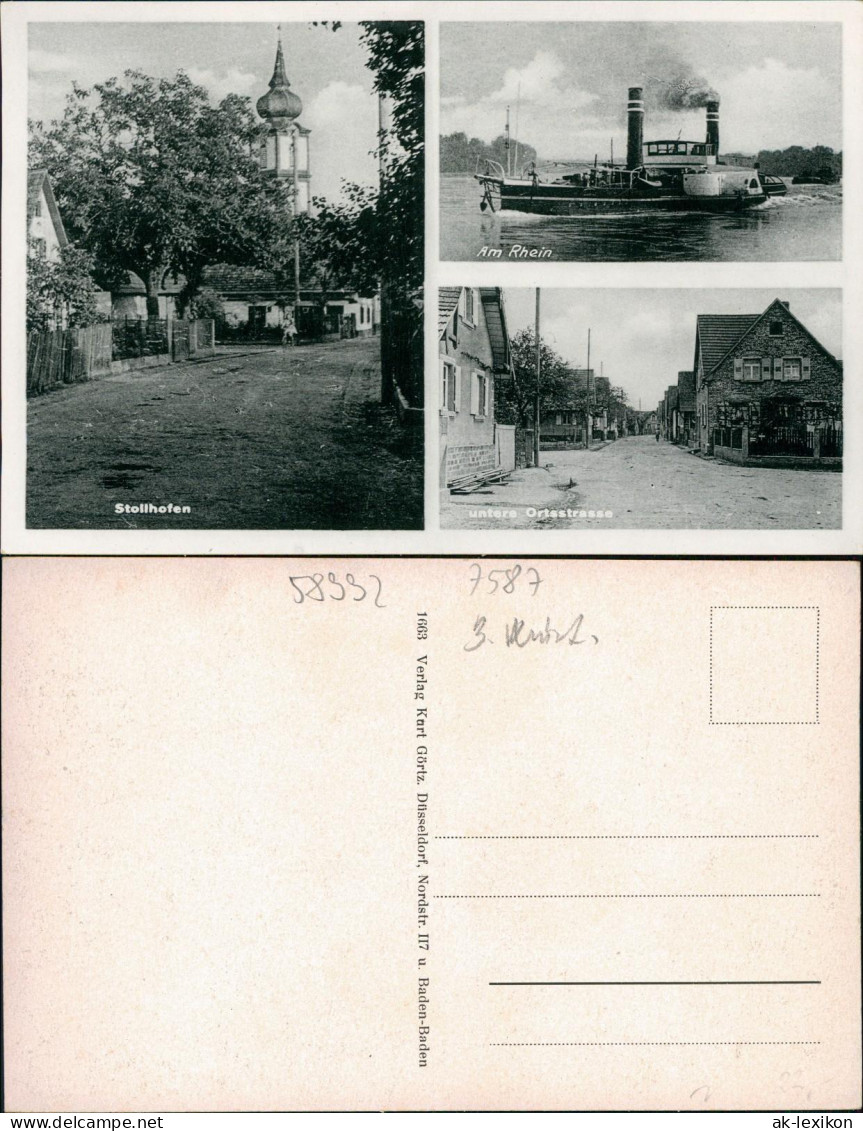 Ansichtskarte Stollhofen-Rheinmünster Rheindampfer, Hauptstraße 3 Bild 1940 - Other & Unclassified