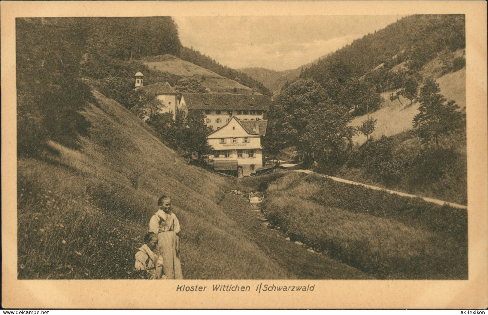 Ansichtskarte Wittichen-Schenkenzell Kloster, Frauen Am Fluß 1922 - Andere & Zonder Classificatie