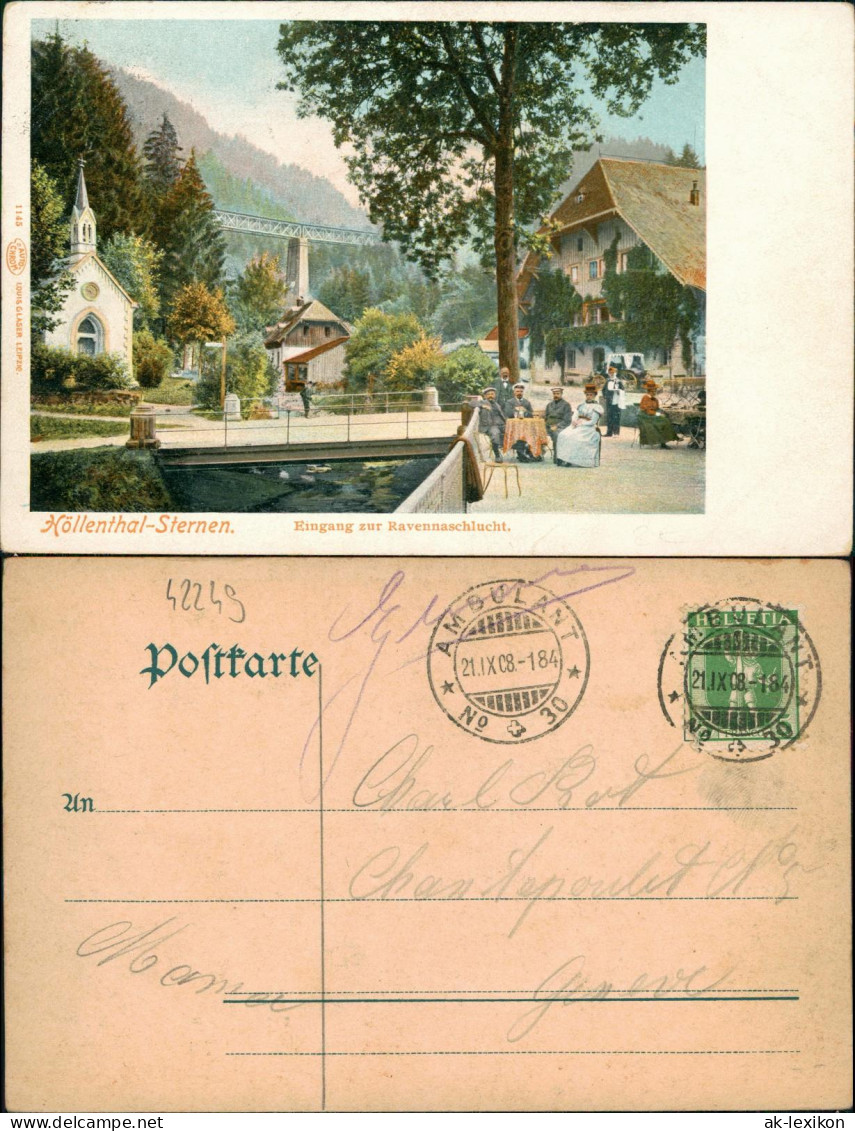 Ansichtskarte Hirschsprung-Breitnau Eingang Zur Ravennaschlucht. 1908 - Otros & Sin Clasificación
