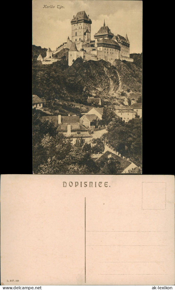 Postcard Karlstein Karlštejn Burg Karlštejn - Stadtpartie 1912 - Tchéquie