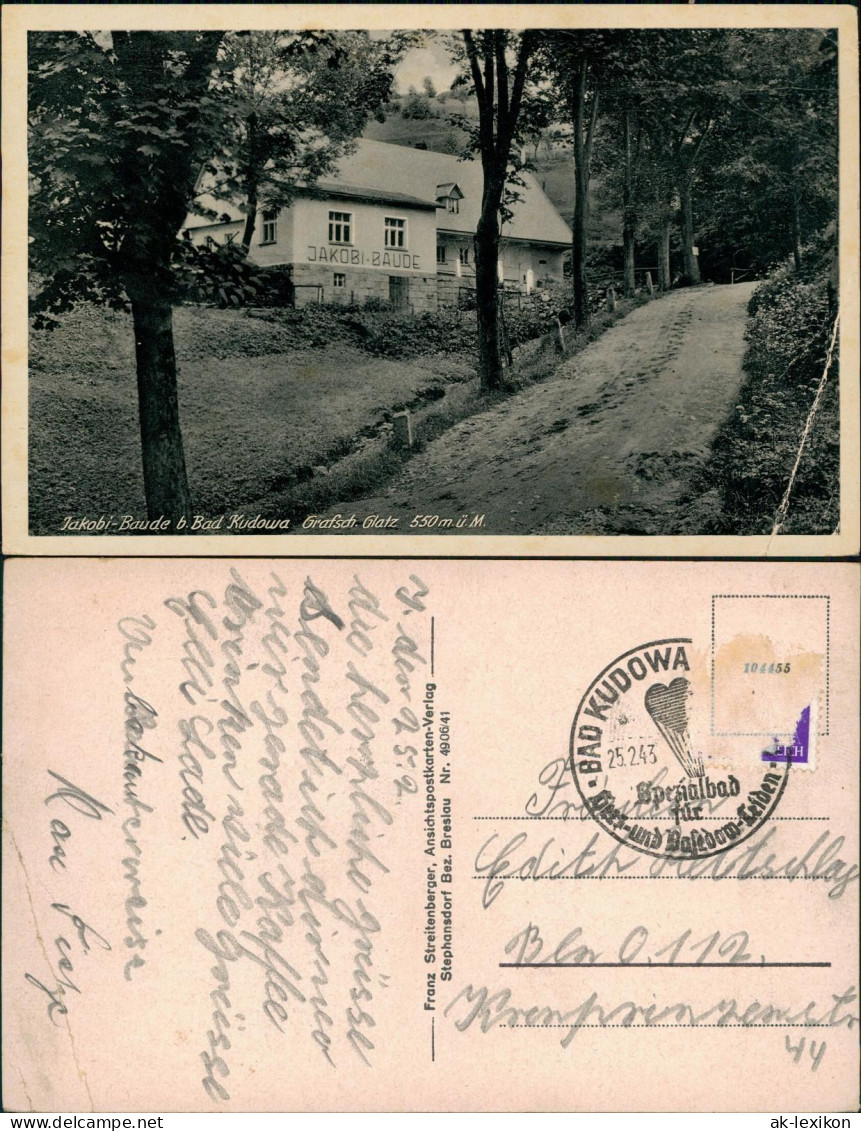 Postcard Bad Kudowa Kudowa-Zdrój Jakobi-Baude 1943 - Schlesien