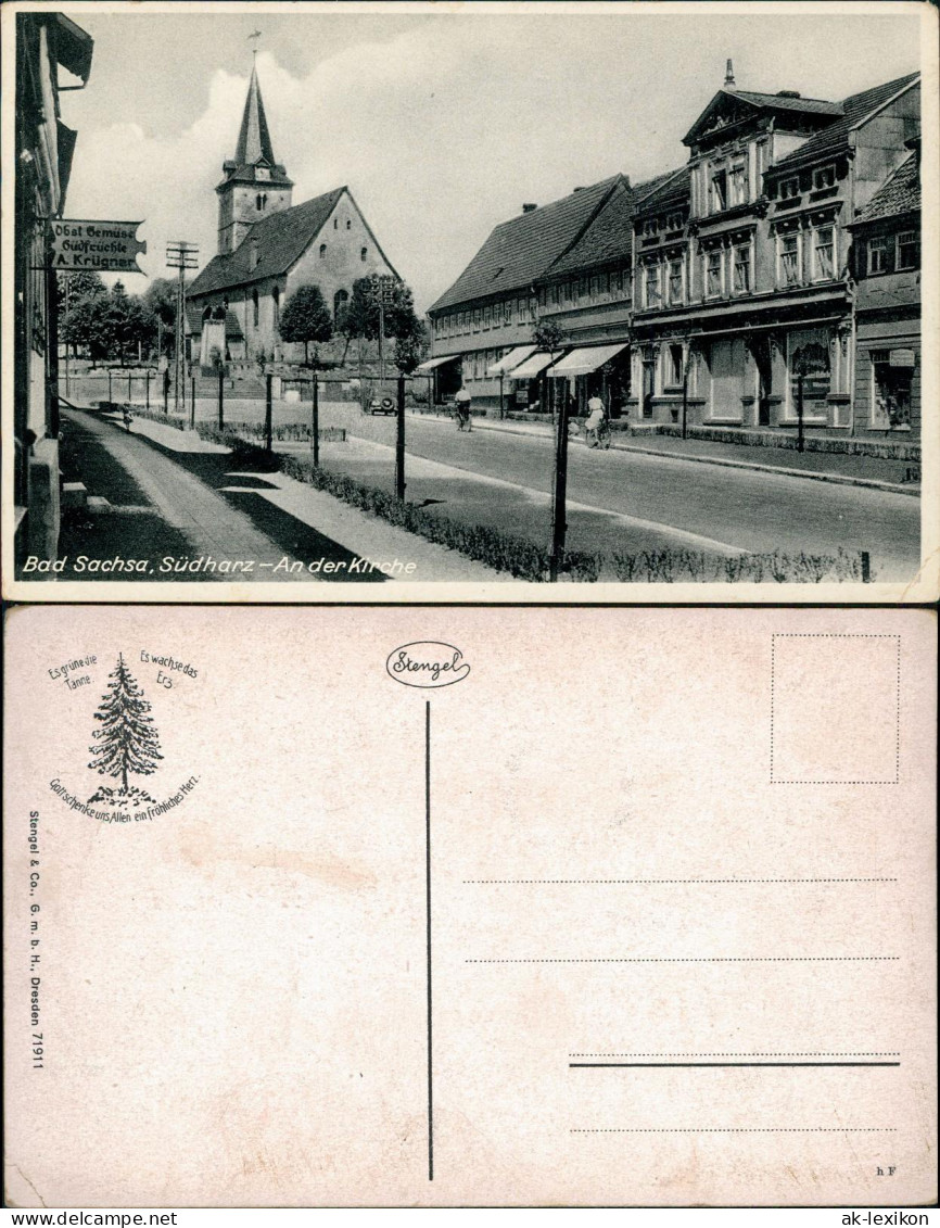 Ansichtskarte Bad Sachsa Straßenpartie An Der Kirche 1934 - Bad Sachsa