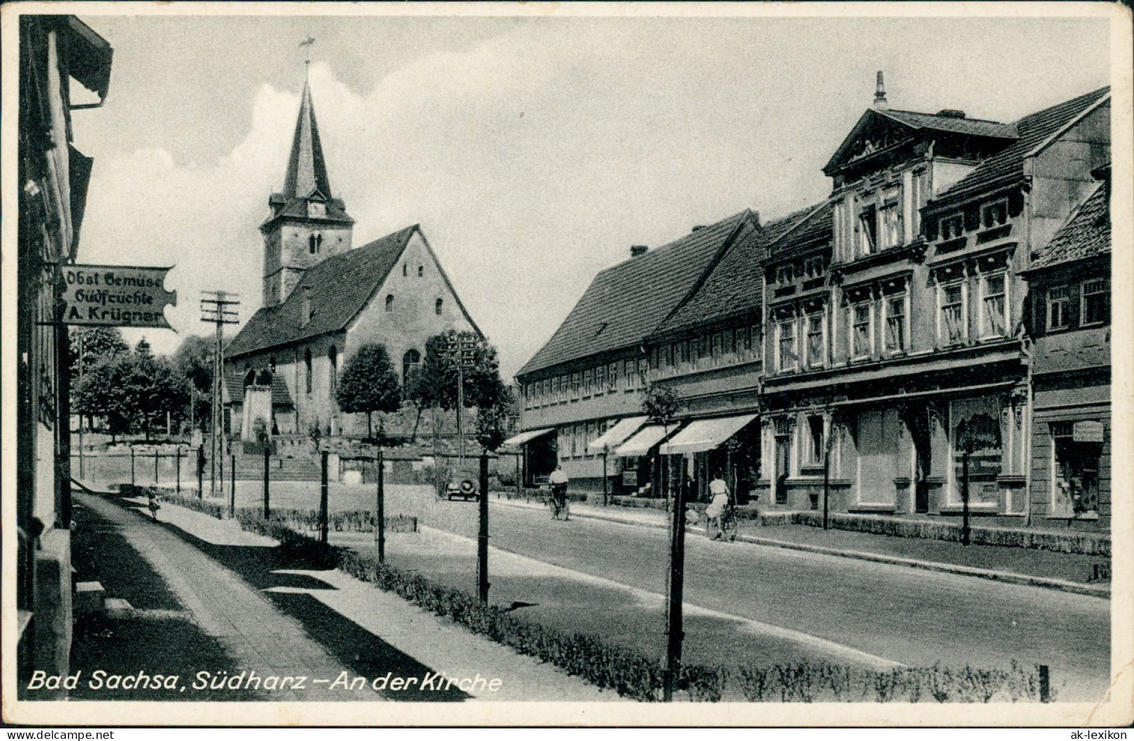 Ansichtskarte Bad Sachsa Straßenpartie An Der Kirche 1934 - Bad Sachsa
