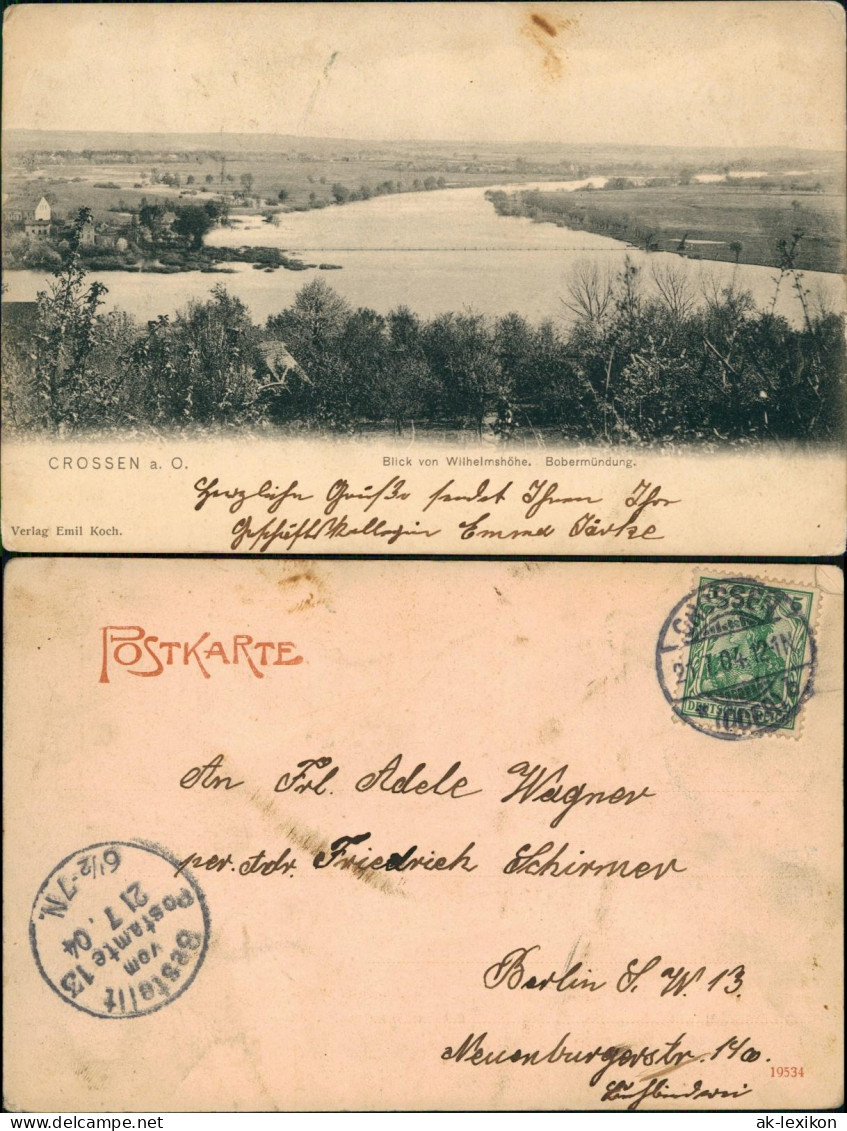 Crossen An Der Oder Krosno Odrzańskie Blick Von Wilhelmshöhe. Bobermündung. 1904 - Neumark