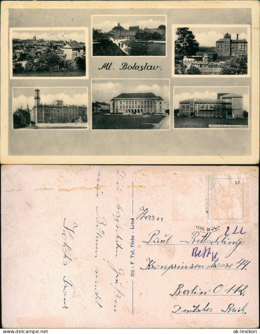 Jungbunzlau Mladá Boleslav Stadtteilansichten: Schule, Totale 1943 - Repubblica Ceca