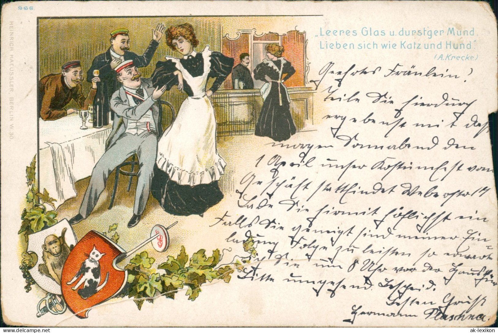 Burschenschaften / Studentenverbindungen Litho Scherkarte Leeres Glas 1905 - Personnages