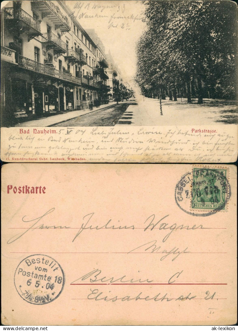 Ansichtskarte Bad Nauheim Parkstraße, Geschäfte 1904 - Bad Nauheim