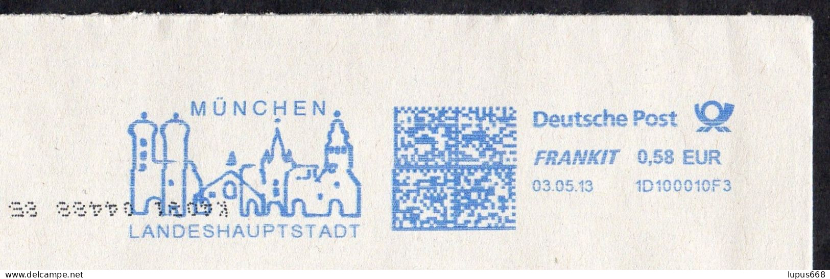 BRD 2013 Brief/ Letter, Absenderfreistempel  80466 München,Torturm Am Alten Rathaus, Frauenkirche, Kirche St. Peter - Maschinenstempel (EMA)