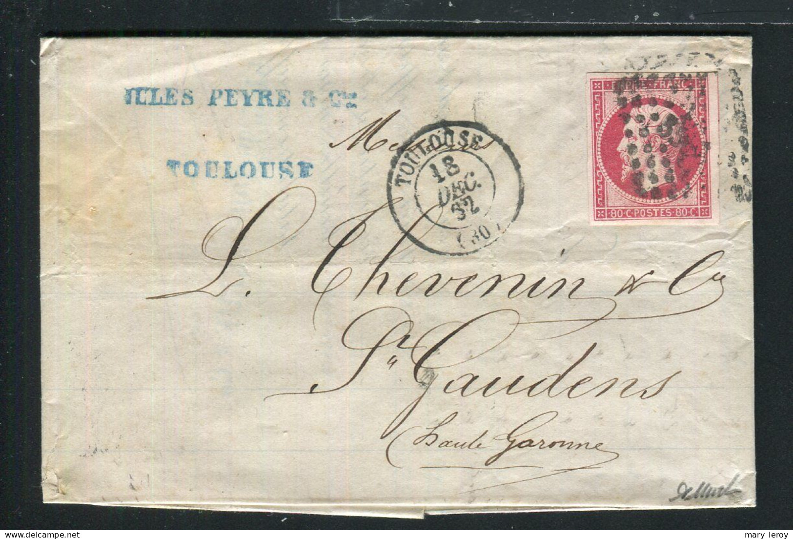 Superbe Lettre De Toulouse Pour Saint Gaudens ( 1862 ) Avec Un N° 17B - 1849-1876: Periodo Clásico