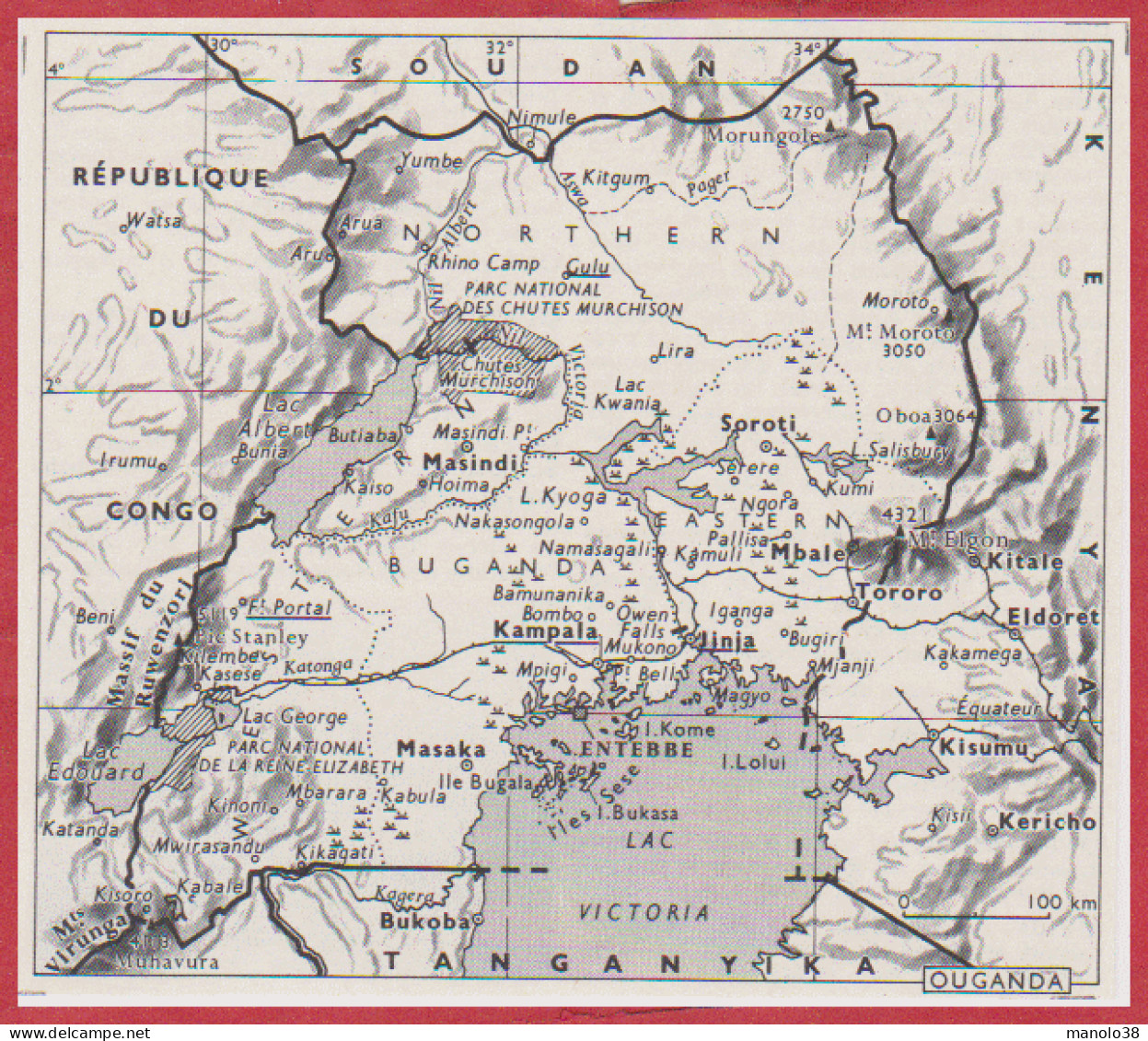 Carte De L'Ouganda. Larousse 1960. - Documents Historiques