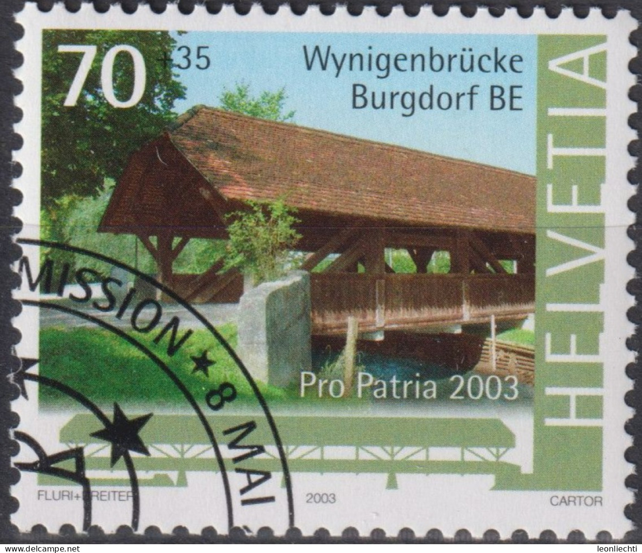 2003 Schweiz Pro Patria, Burgdorf BE Wynigenbrücke ⵙ Zum:CH B280, Mi:CH 1832, Yt:CH 1757 - Usati