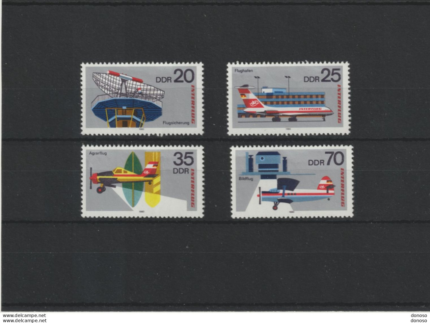 RDA 1980 INTERFLUG, AVIONS Yvert 2177-2180, Michel 2516-2519 NEUF** MNH Cote 3,50 Euros - Nuovi