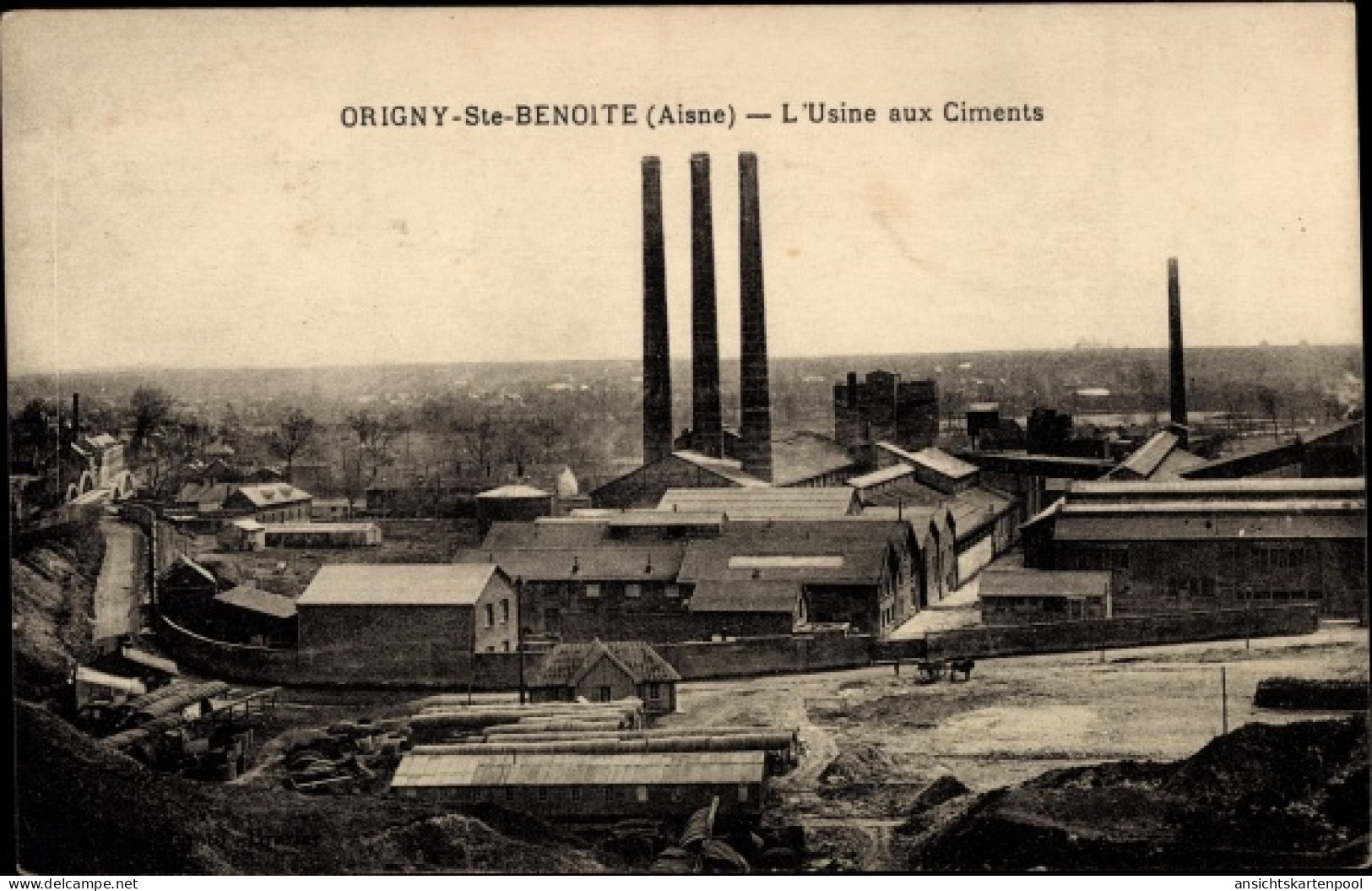 CPA Origny Saint Benoite Aisne, Die Zementfabrik - Autres & Non Classés