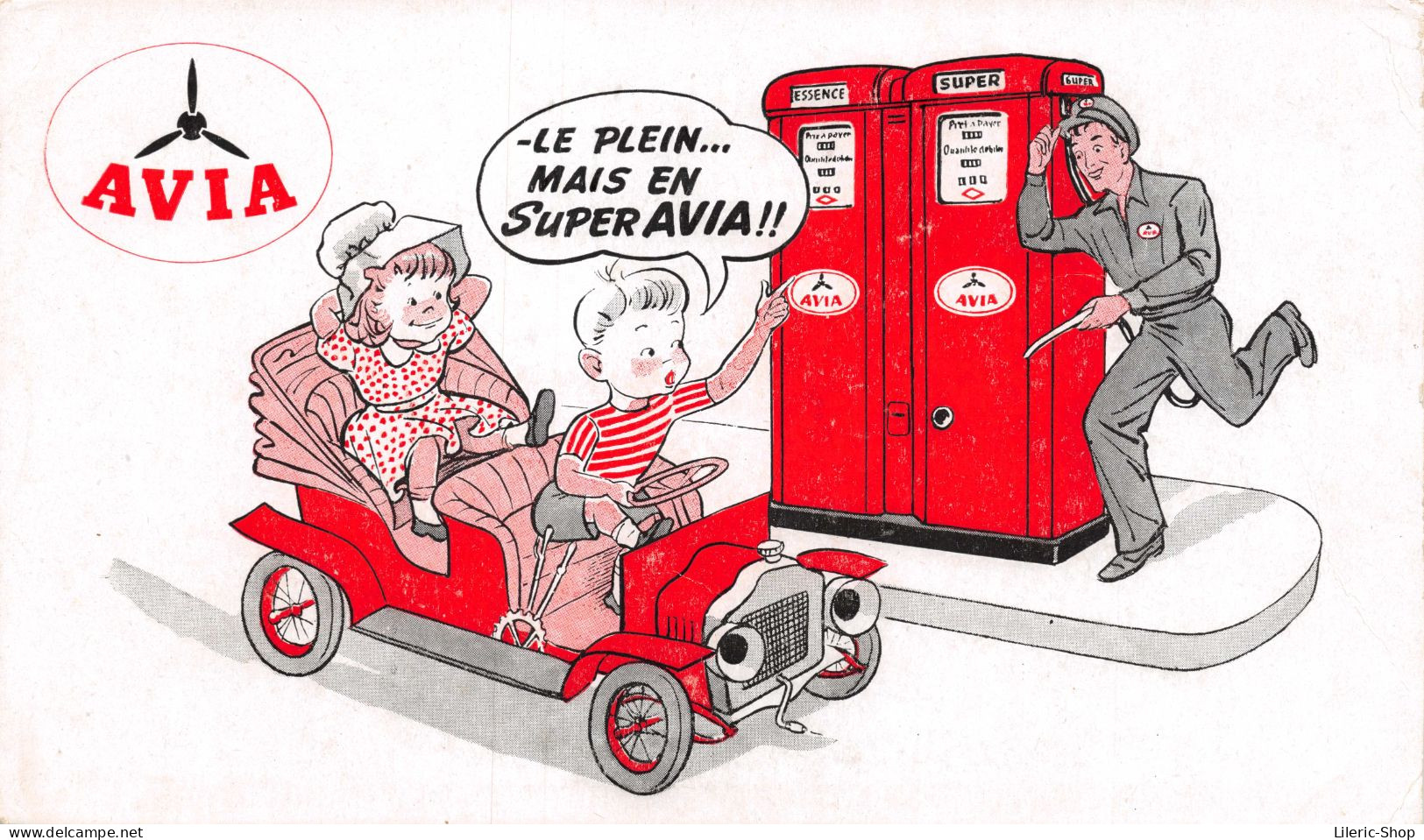 Buvard Publicitaire AVIA Années 50's  Pompes à Essence AVIA # Automobile # Illustrateur FAYOL-PAPLOREY - Automotive