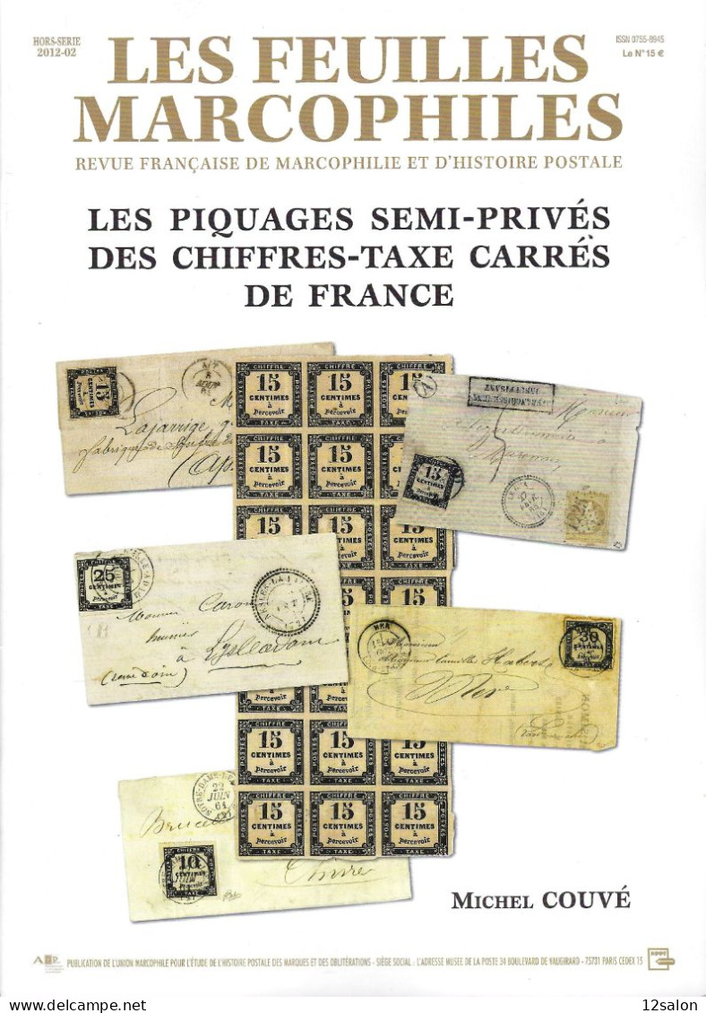 FEUILLES MARCOPHILES HORS SERIE 2012 02   PIQUAGES SEMI PRIVES DES CHIFFRES TAXE CARRES - French