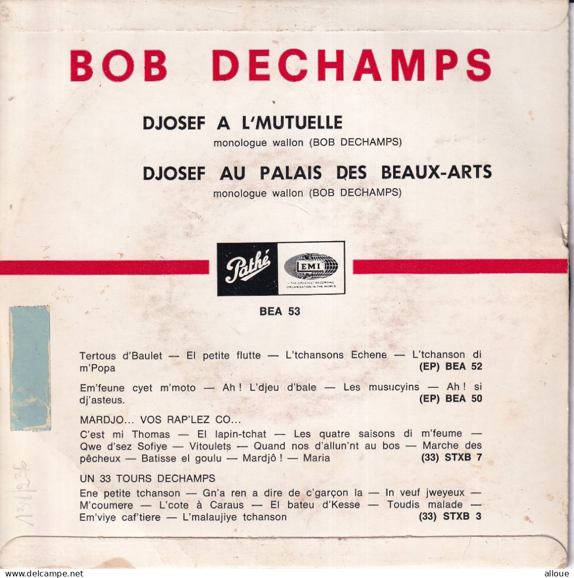 BOB DECHAMP - MONOLOGUE WALLON - BELGIUM EP - DJOSEF A L'MUTUELLE + 1 - Comiche