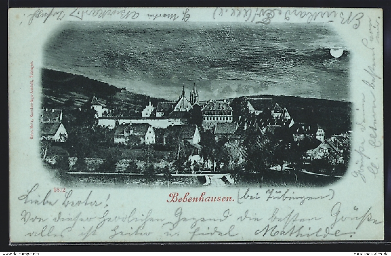 Mondschein-AK Bebenhausen, Ortsansicht Aus Der Vogelschau  - Other & Unclassified