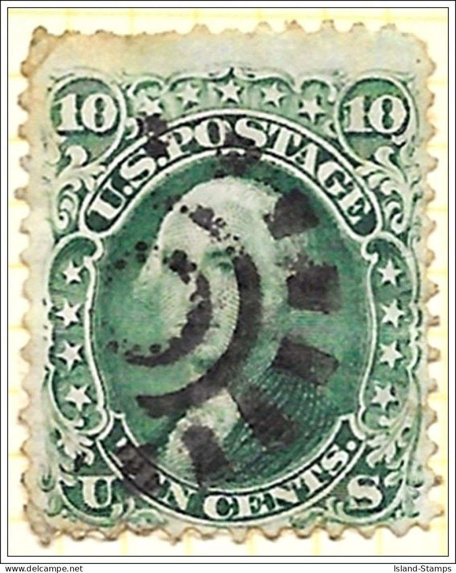 USA 10 Cent  Green Washington 1867-68 Used - Oblitérés