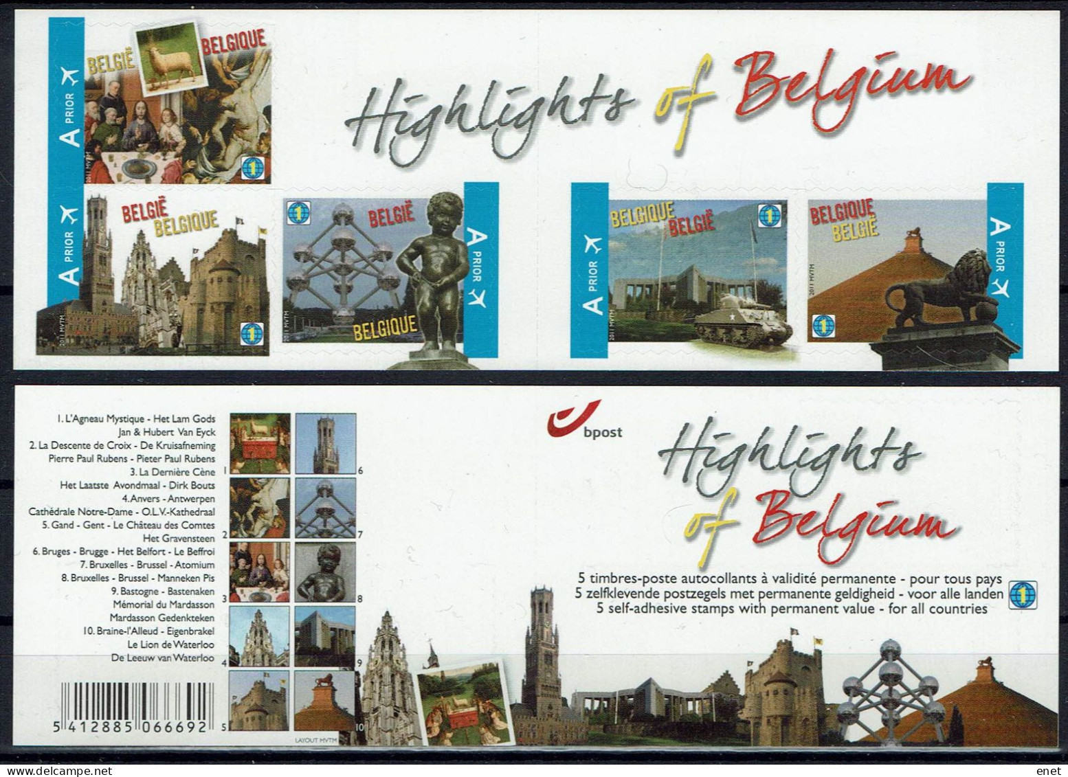 Belgie 2011 - B119 (4098/4102) - Toerisme - 1997-… Dauerhafte Gültigkeit [B]