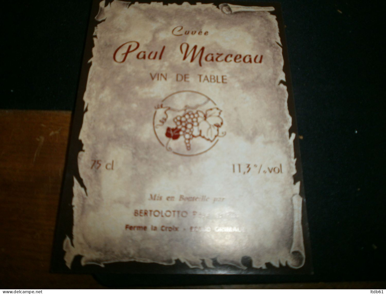 Etiquettes > Alcools & Spiritueux Vin De Table Cuvée Paul Marceau 83360 Grimaud - Alcoholen & Sterke Drank