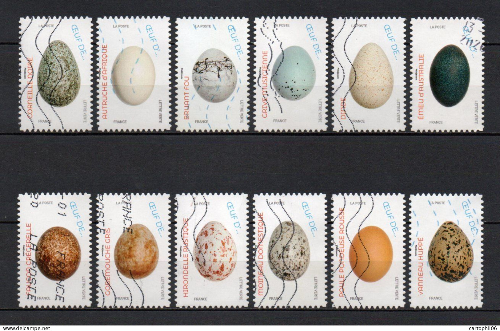 - FRANCE Adhésifs N° 1839/50 Oblitérés - Série Complète LES OEUFS D'OISEAUX 2020 (12 Timbres) - - Used Stamps