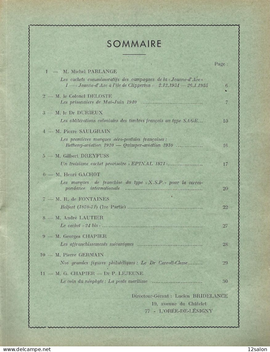 LES FEUILLES MARCOPHILES  Scan Sommaire N° 188 - Französisch