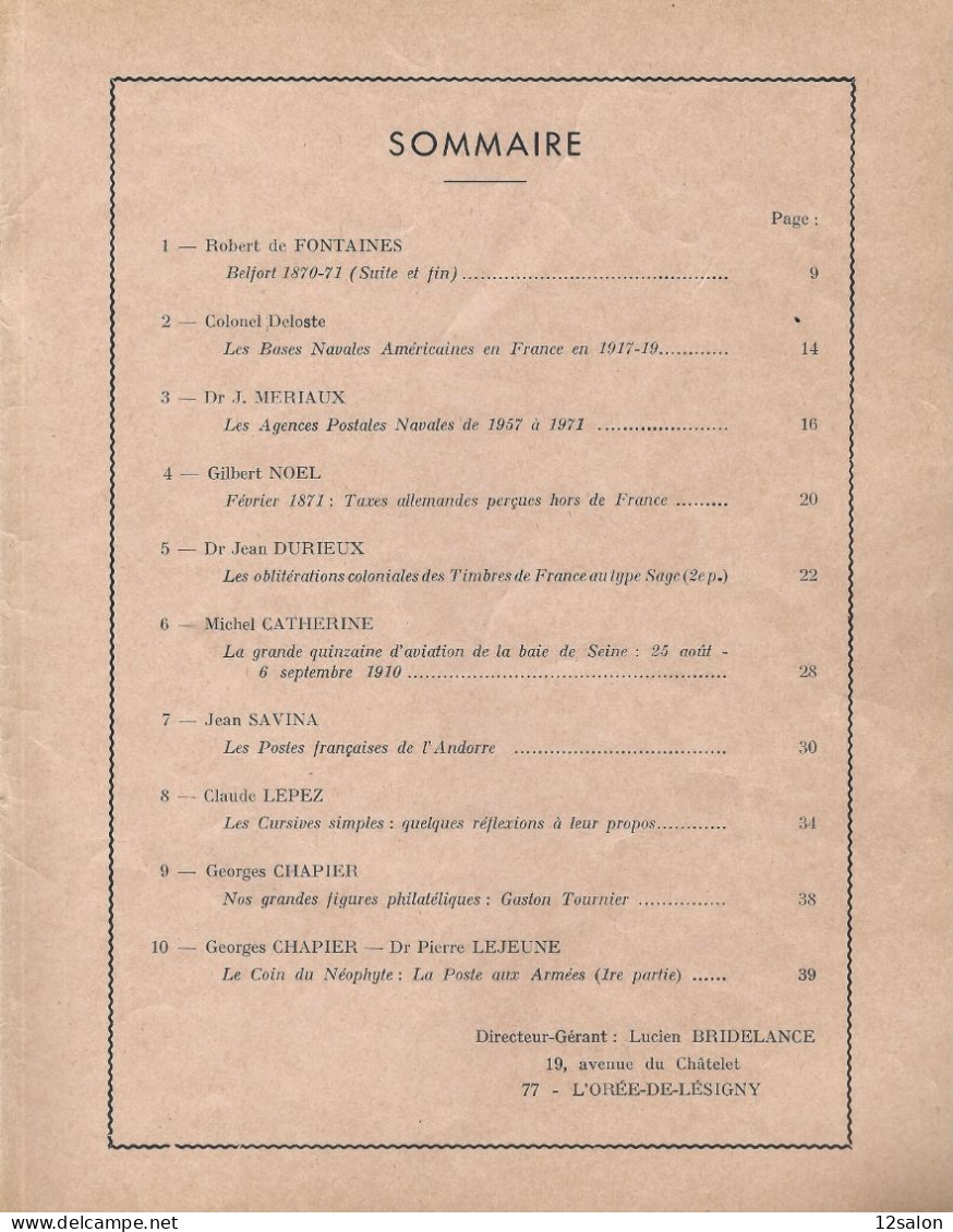 LES FEUILLES MARCOPHILES  Scan Sommaire N° 189 - Französisch