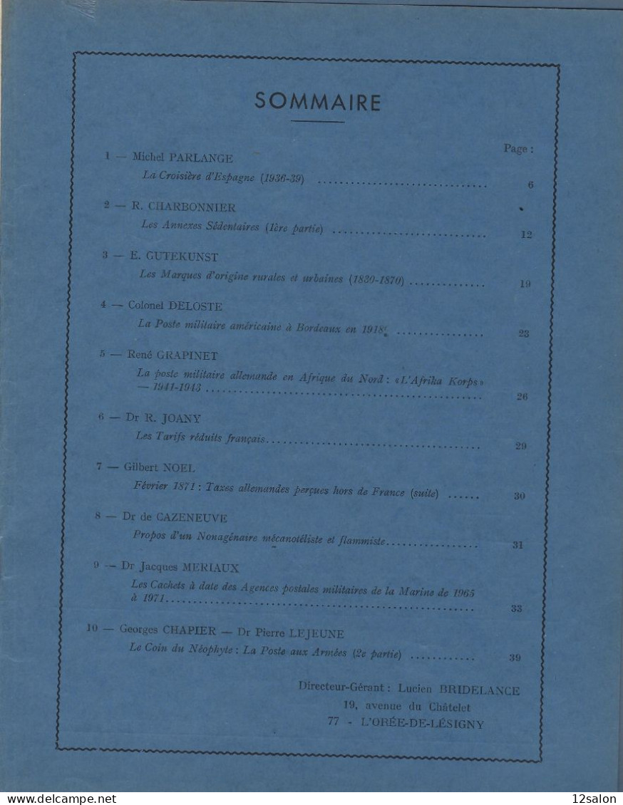 LES FEUILLES MARCOPHILES  Scan Sommaire N° 190 - Français