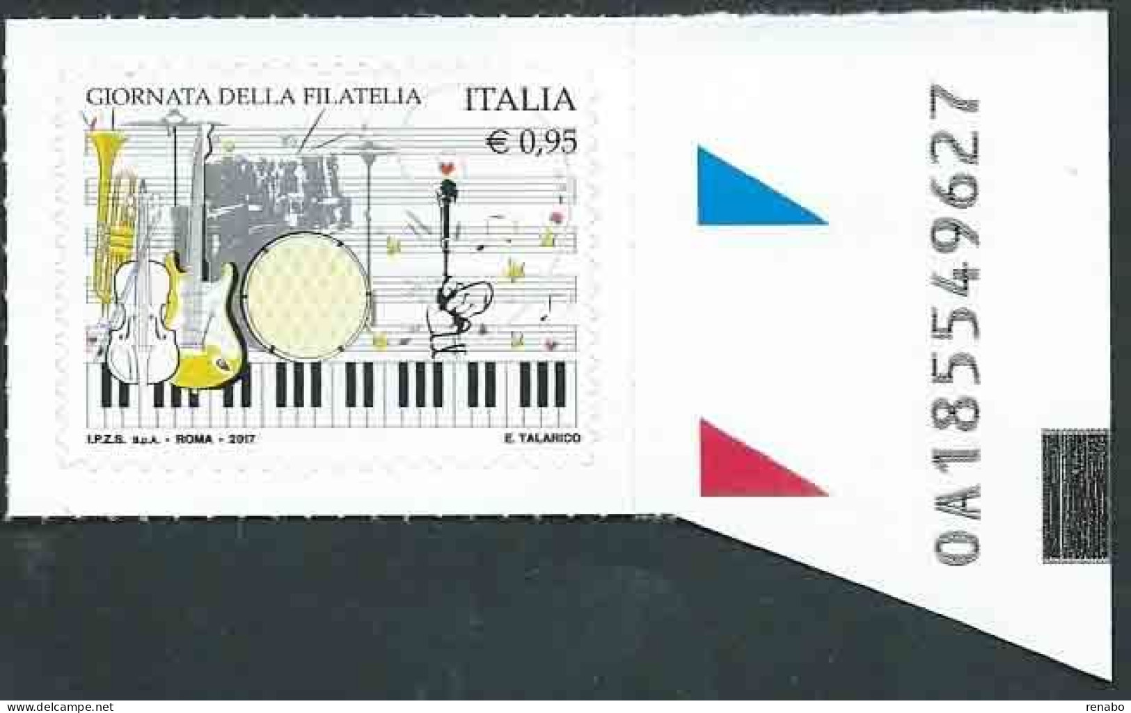 Italia 2017; Giornata Della Filatelia: Strumenti Musicali. Francobollo Con Codice Alfanumerico. - 2011-20: Mint/hinged