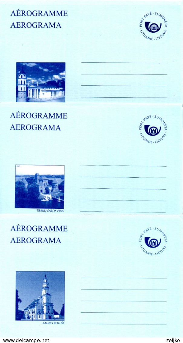 Lithuania, 3 Aerogramme - Lituanie