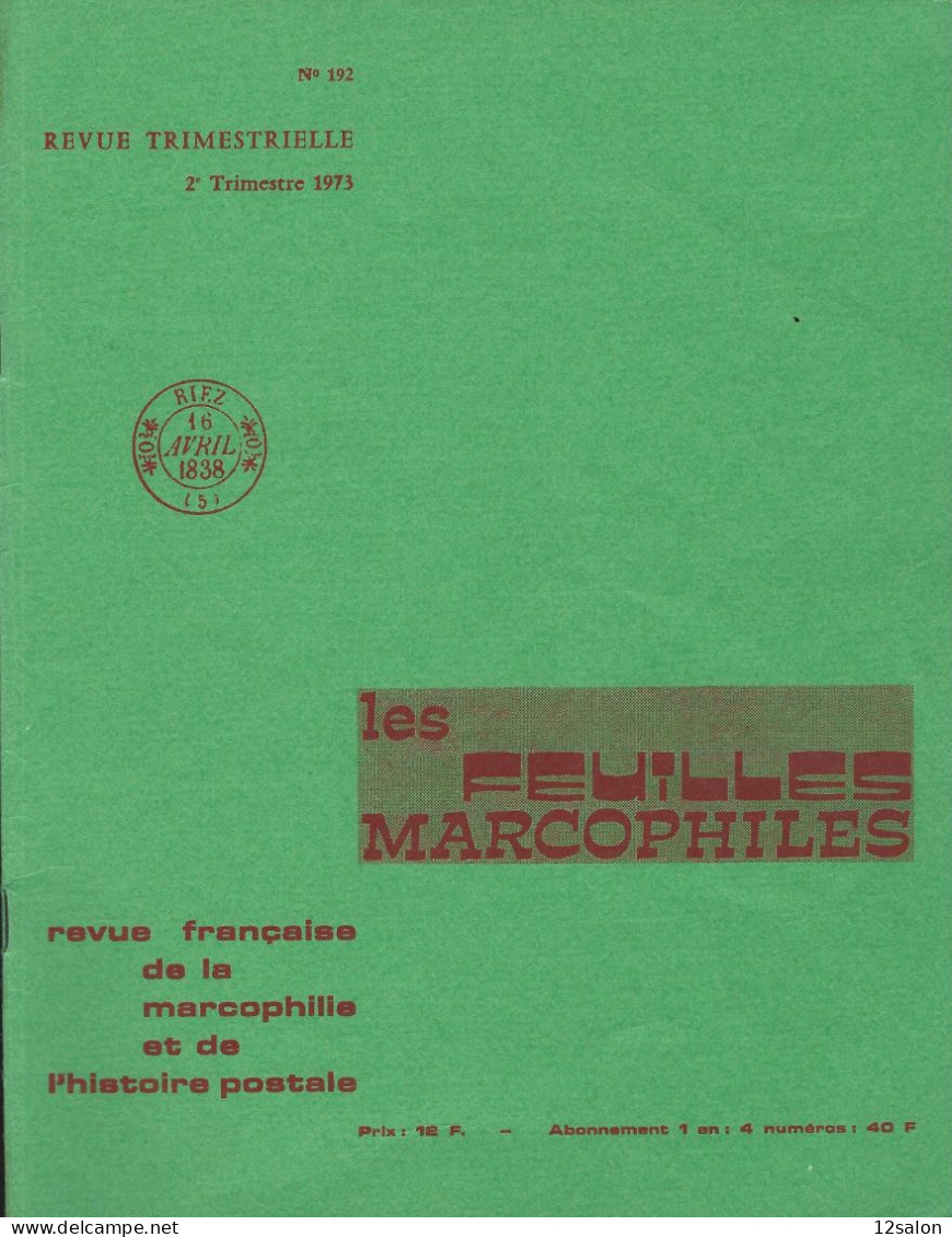 LES FEUILLES MARCOPHILES  Scan Sommaire N° 192 - Français