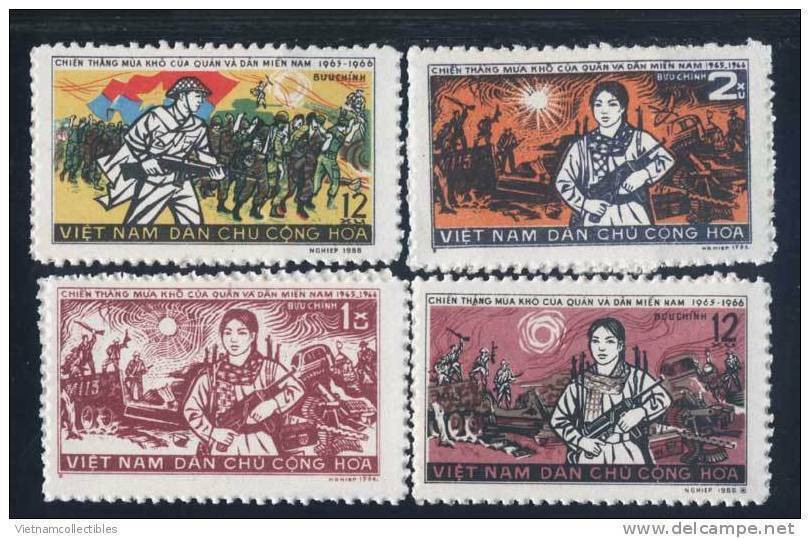 North Vietnam Viet Nam 1966 MNH Perf Stamps : Victories In Dry Season - Scott#432-434,CV$3.25 (Ms197) - Viêt-Nam