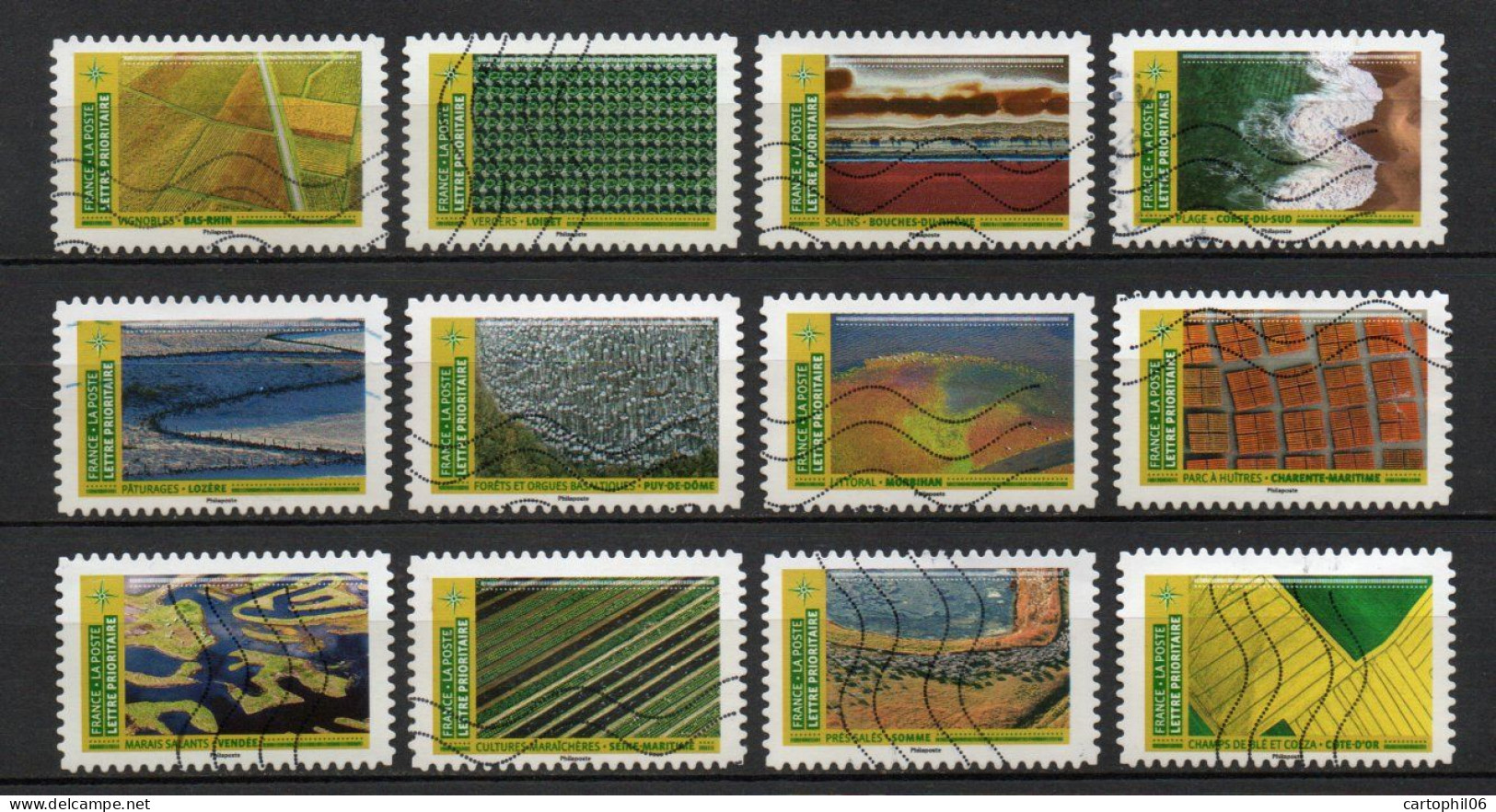 - FRANCE Adhésifs N° 1942/53 Oblitérés - Série Complète MOSAÏQUES DE PAYSAGES 2021 (12 Timbres) - - Usati