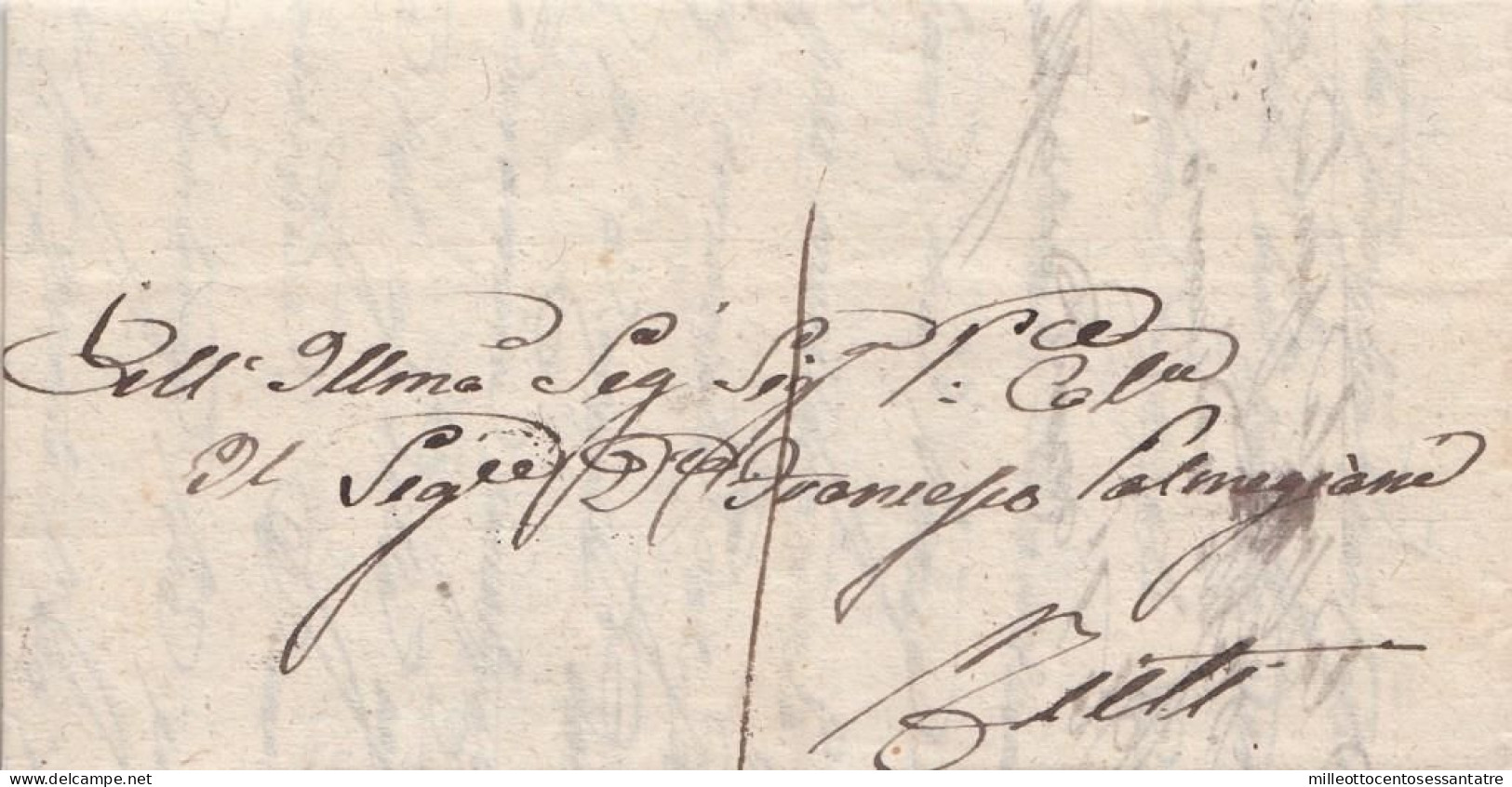2459 - PONTIFICIO - Lettera Con Testo Del 19 Settembre 1854 Da Canemorto A Rieti Con 1 Baj Verde Grigiastro Oleoso - Stato Pontificio