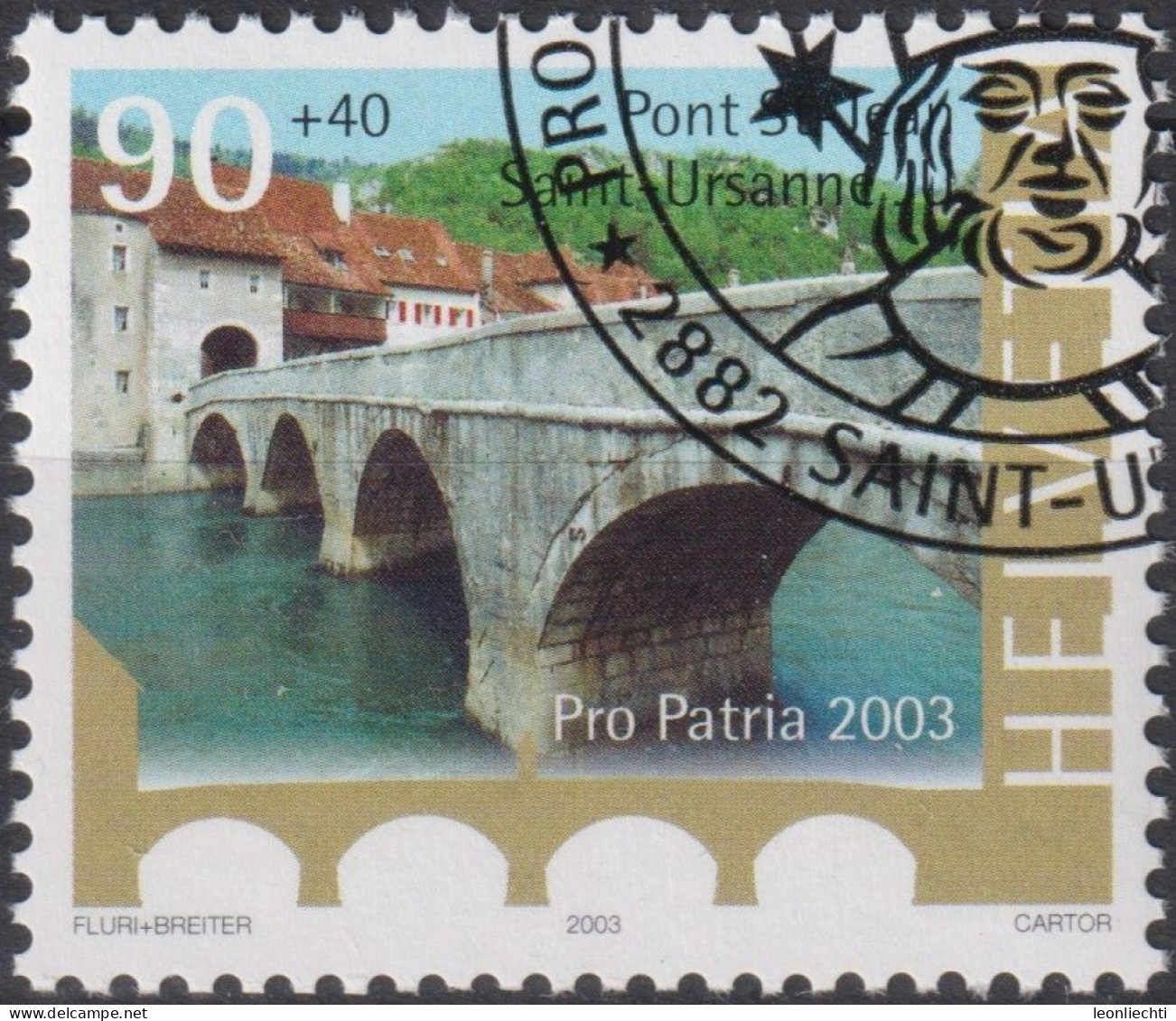 2003 Schweiz Pro Patria, Pont St-Jean, Saint-Ursanne JU ⵙ Zum:CH B282, Mi:CH 1834, Yt:CH 1759 - Gebruikt