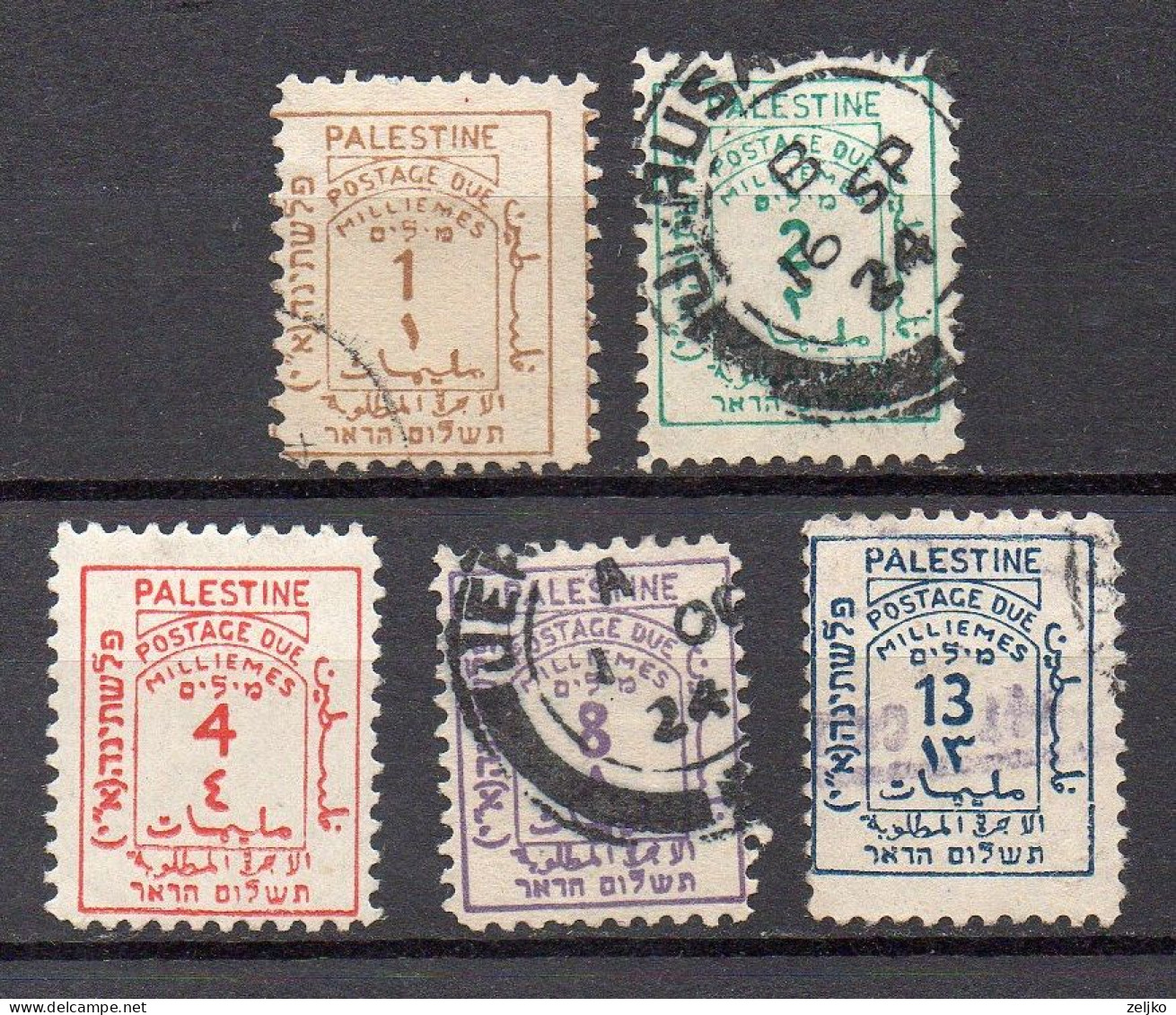 Palestine, Used ( 3rd Stamp Is MH ), 1923, Postage Due, Porto, Michel 1 - 5 - Palestina