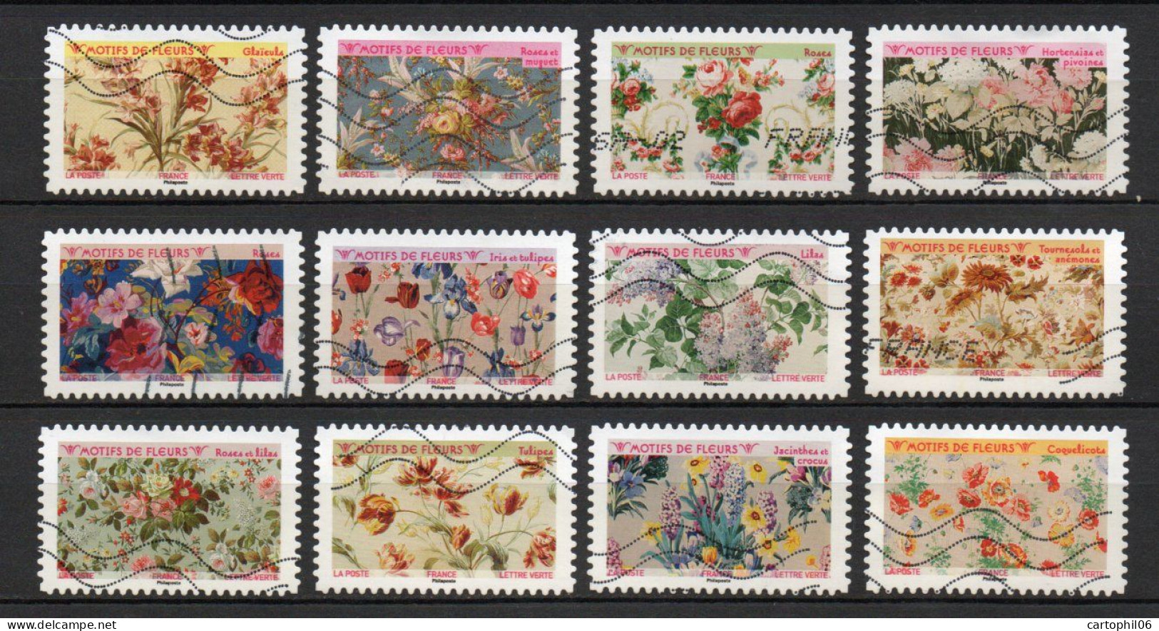 - FRANCE Adhésifs N° 1989/2000 Oblitérés - Série Complète MOTIFS DE FLEURS 2021 (12 Timbres) - - Used Stamps