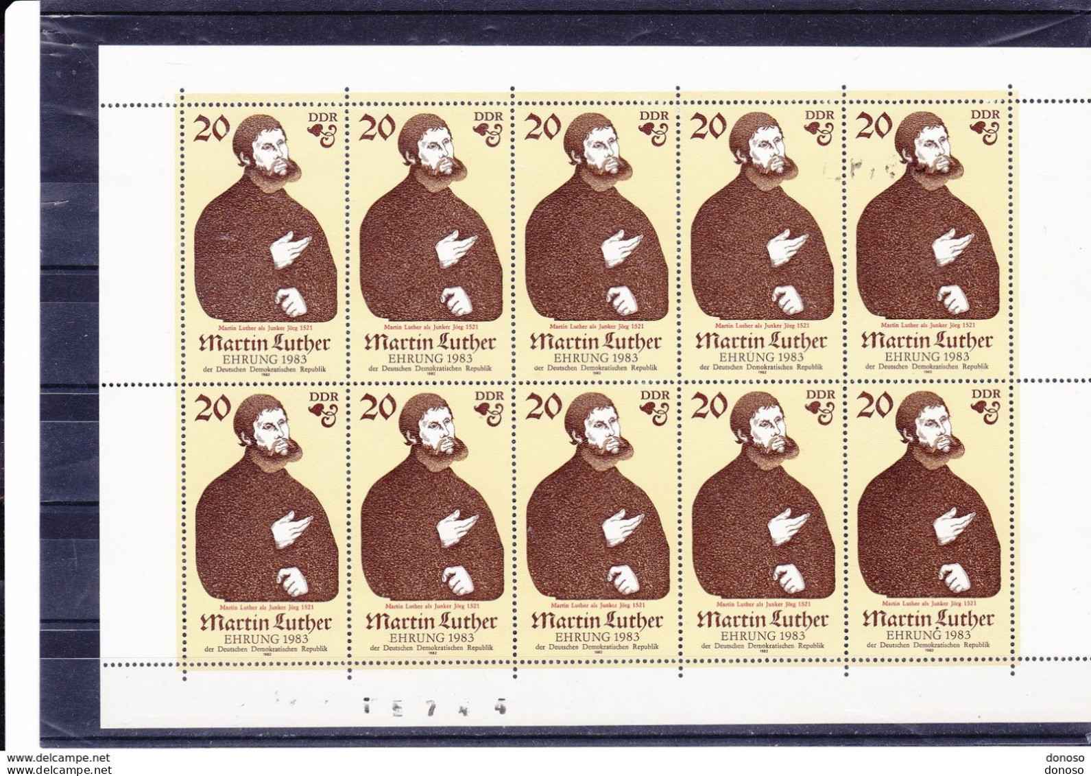 RDA 1982 LUTHER FEUILLET DE 10 Yvert 2400, Michel 2755 KB  NEUF** MNH Cote Yv 12 Euros - Unused Stamps