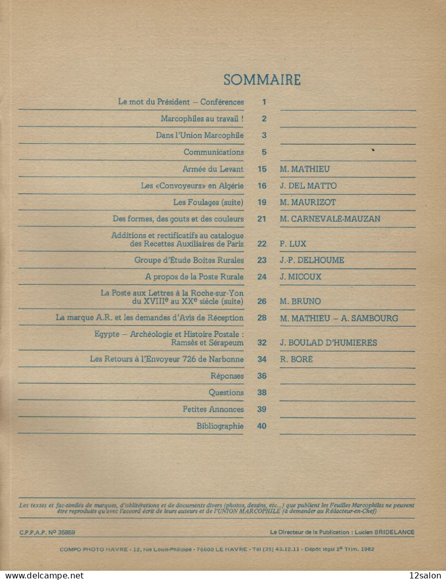 LES FEUILLES MARCOPHILES  Scan Sommaire N° 229 - French