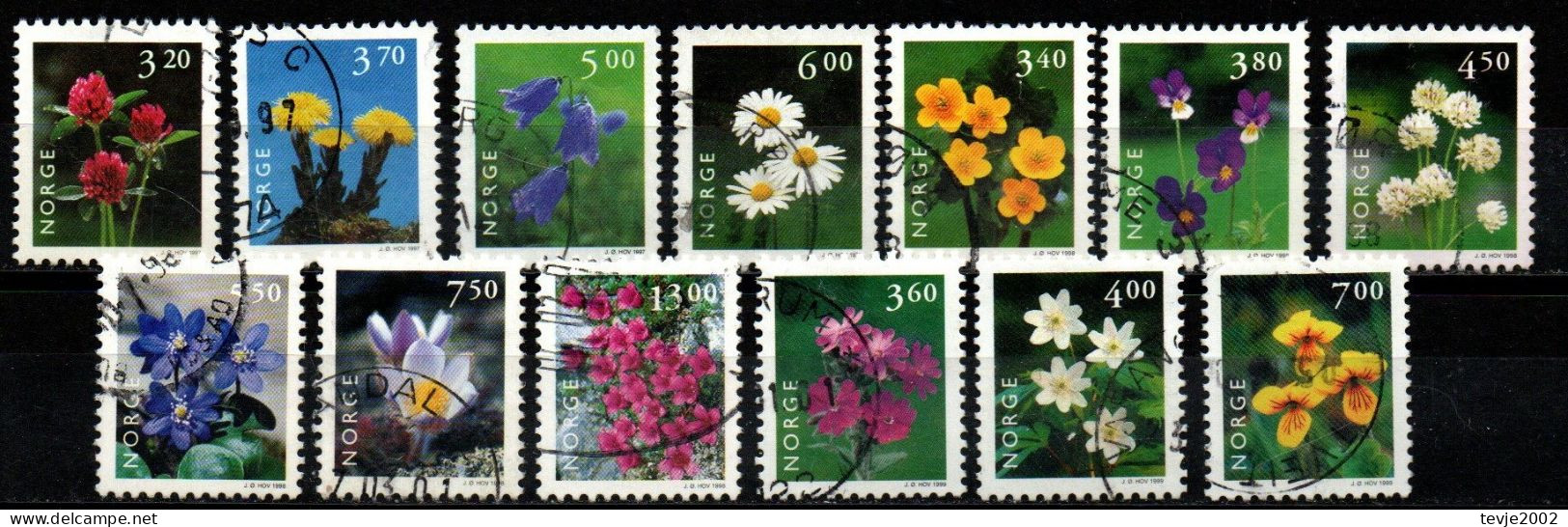 Norwegen Norge 1997 - 1999 - Freimarken Blumen - Gestempelt Used - Used Stamps