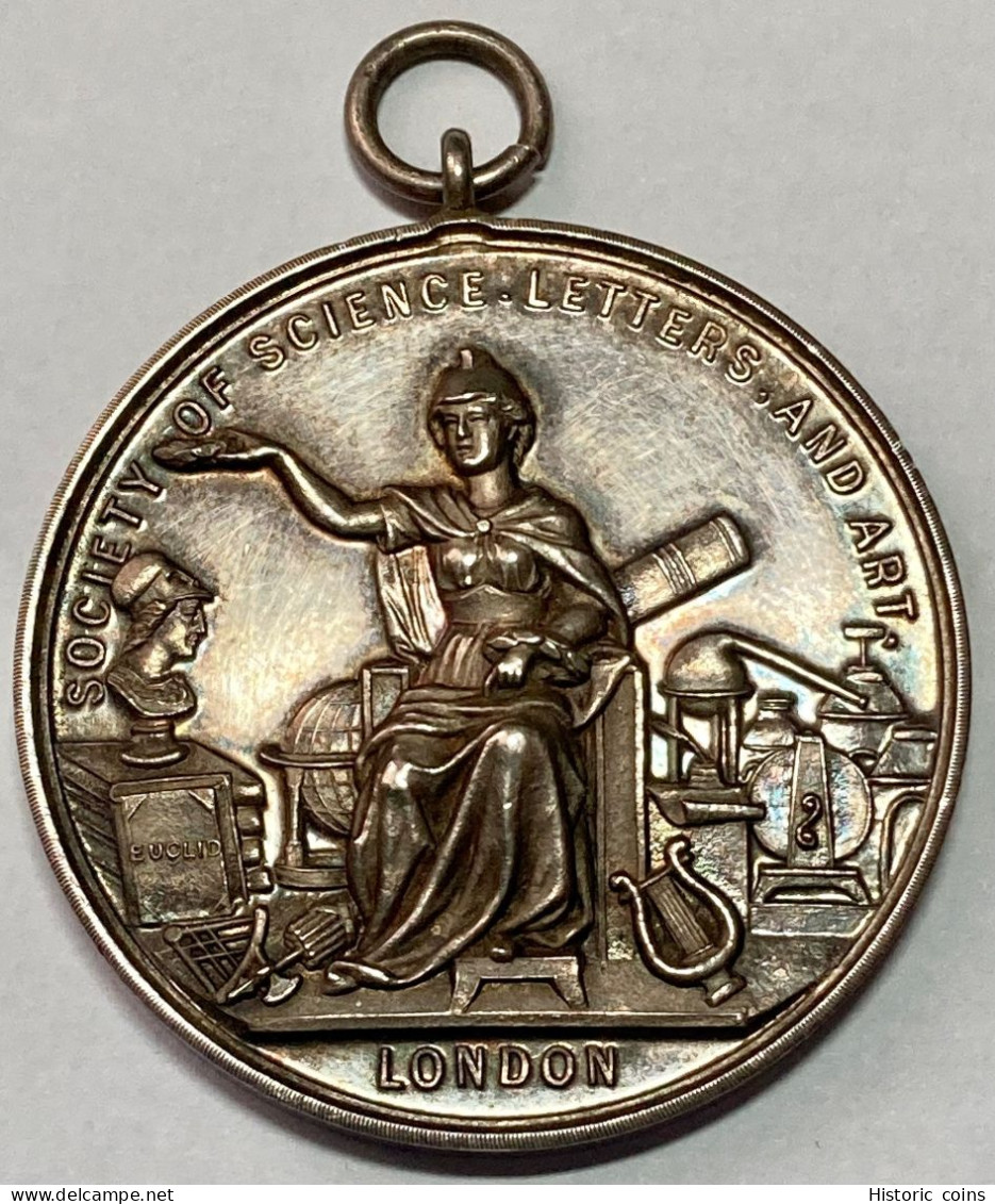 1900 Silver Award Medal LONDON SOCIETY OF SCIENCE LETTERS & ART – Lovely Blue Tones! - Professionali/Di Società