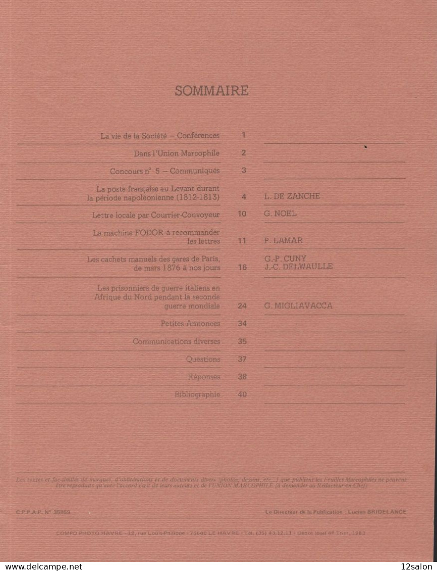 LES FEUILLES MARCOPHILES  Scan Sommaire N° 235 - French