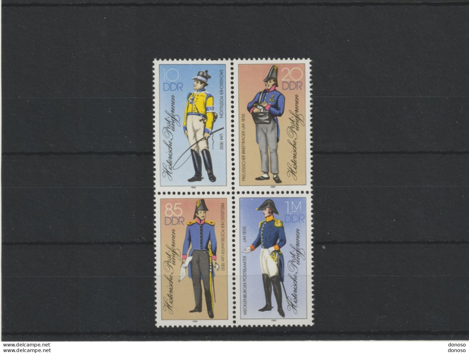 RDA 1986 Uniformes Des Postes Se Tenant Yvert 2620-2623, Michel 2997-3000 NEUF** MNH Cote Yv 6,50 Euros - Neufs