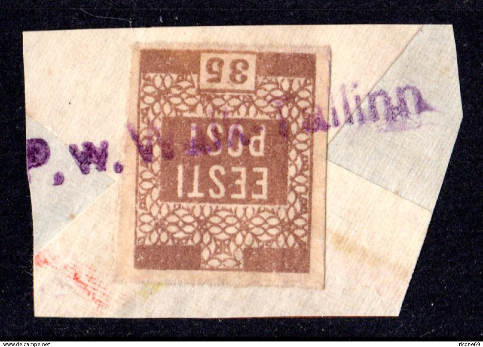 Estland, 35 Kop. Auf Briefstück M. Bahnpost Notstempel P.w. Walk-Tallinn - Estonie