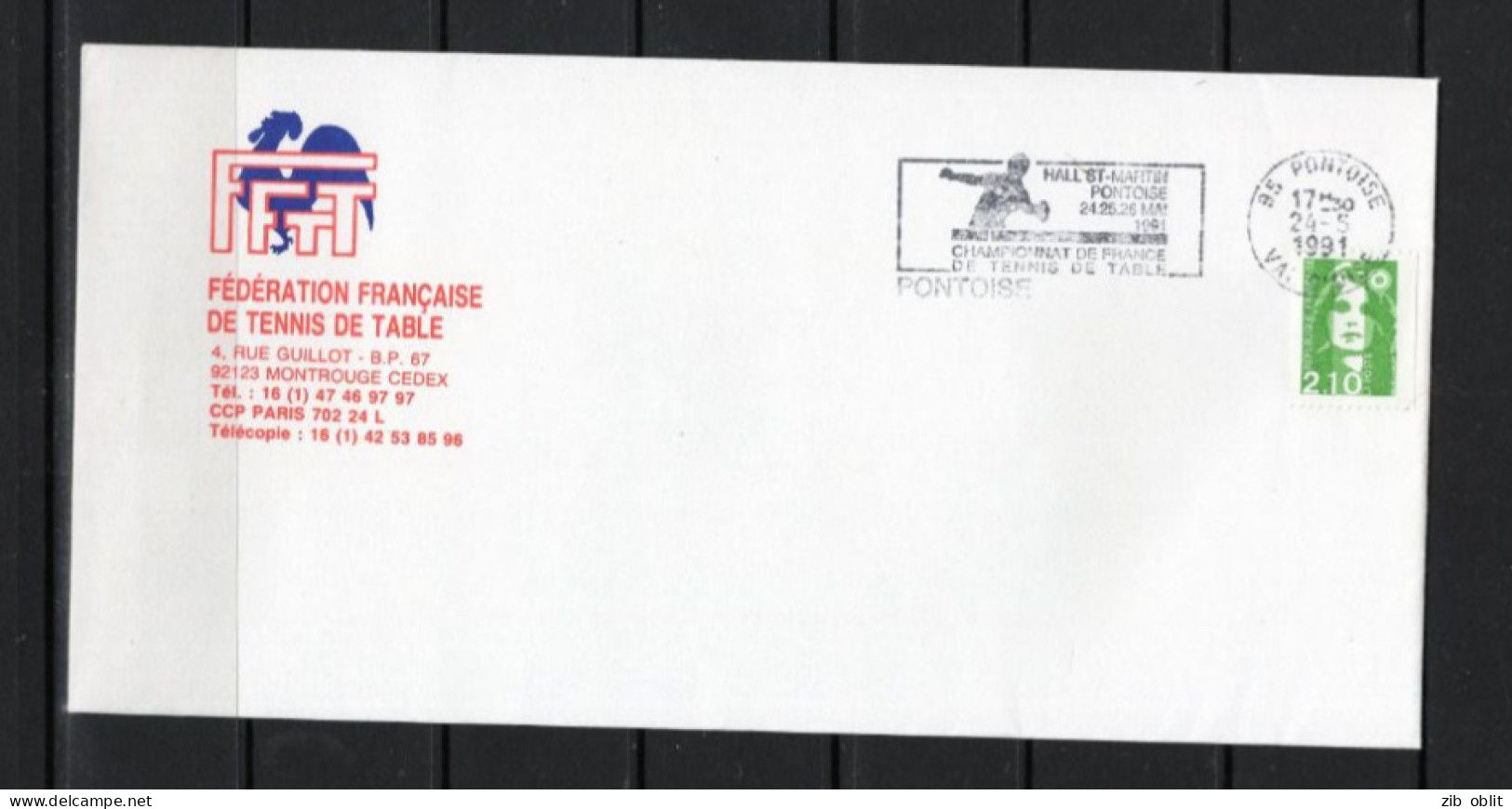 (ALM)  FRANCE 95 VAL DE MARNE LETTRE FLAMME FFTT PONTOISE TISCHTENIS TAVOLO MESA - Oblitérations Mécaniques (flammes)