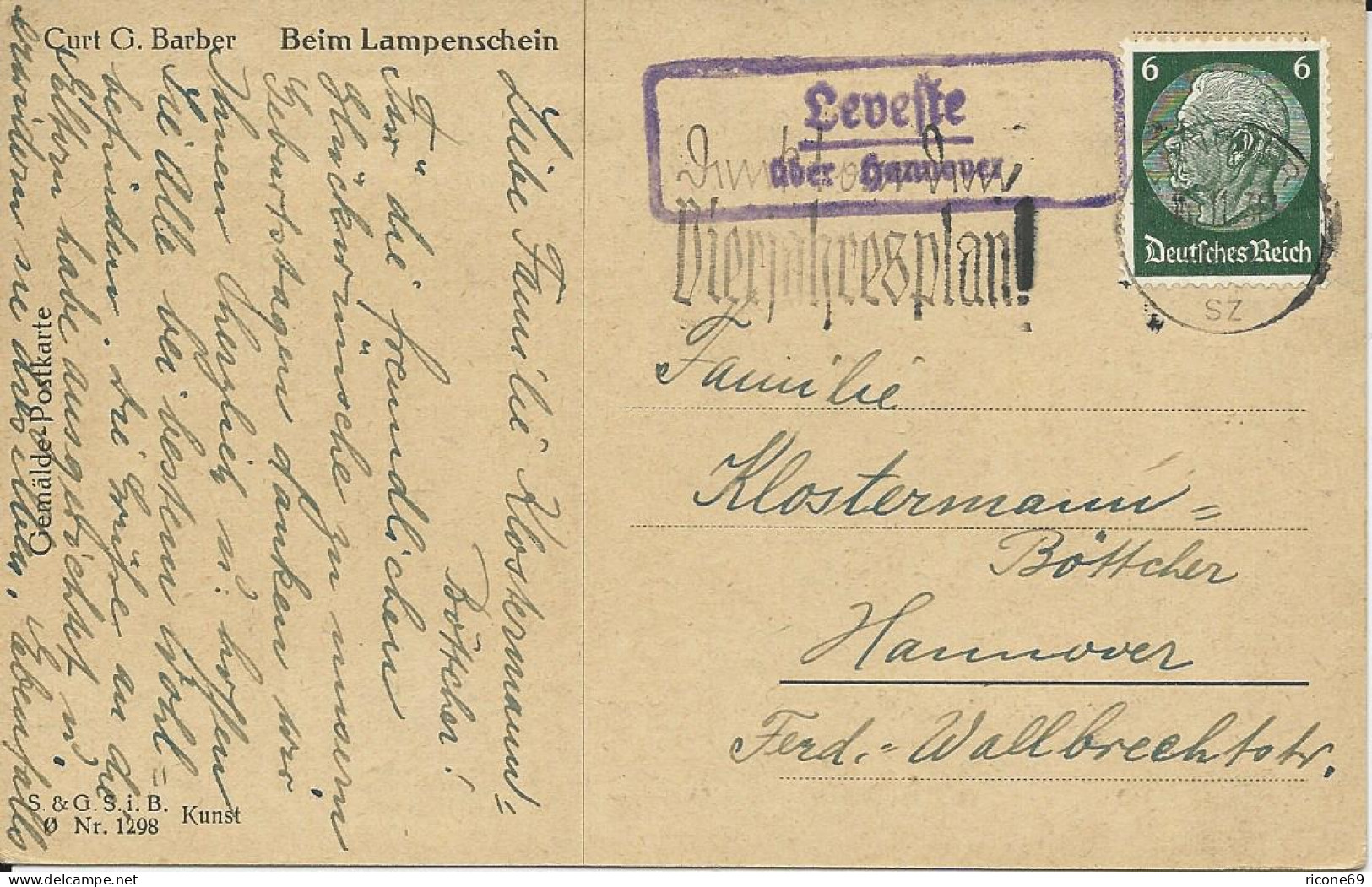 DR 1936, Leveste über Hannover, Landpost Stempel Auf Karte M. 6 Pf. - Lettres & Documents